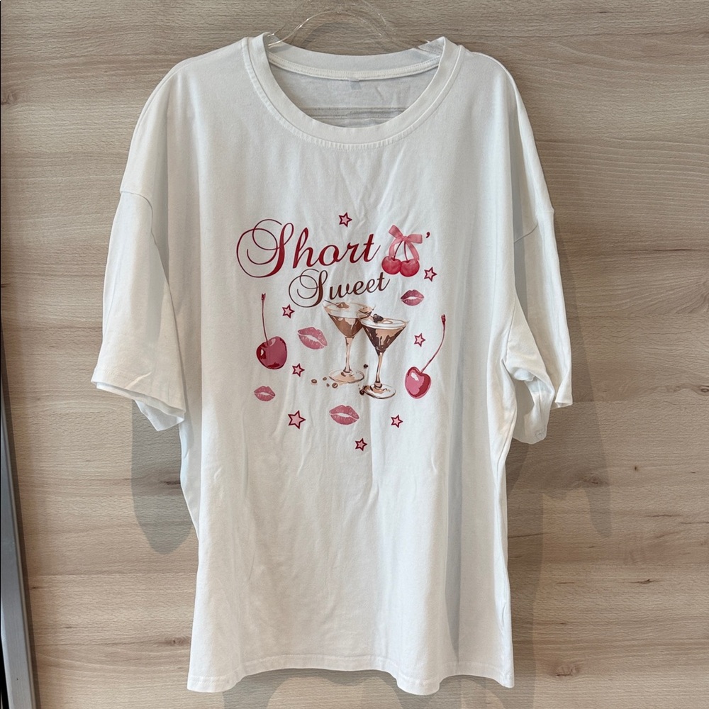 White Graphic Tee with Cherry Design - Picture 2 of 9